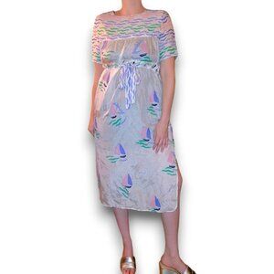 Thierry Colson 100% Silk Boat Print Dress